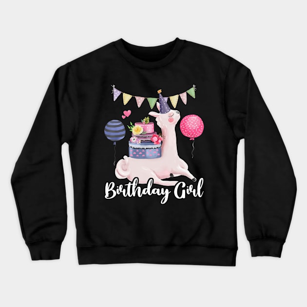 Alpaca Llama Cactus Girls Birthday Animal Lover Cute Crewneck Sweatshirt by JaydeMargulies